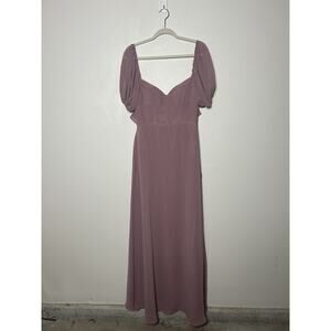 Barbie x Azazie Chiffon A-Line Dress with Puff Sleeve Maeve Pink Women's 4